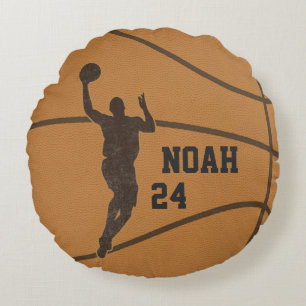 Basketball Boy Personalised Round Throw Pillow