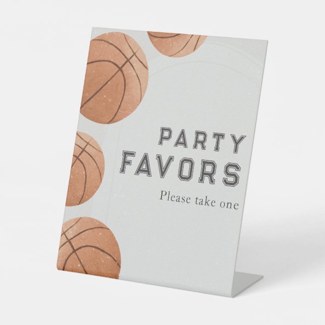 Basketball Boy's Birthday Party Favours Table Pedestal Sign (Front)