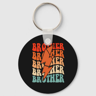 Basketball Brother Retro Groovy Lightning Bolt Fat Key Ring