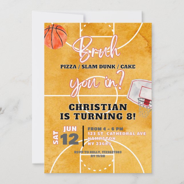 Basketball Bruh You In Teenager Boy Birthday Invitation (Front)