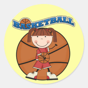 BASKETBALL Brunette Girl T-shirts and Gifts Classic Round Sticker