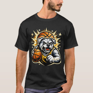 Basketball Bulldog Mascot Logo – Cream & Gold T-Shirt