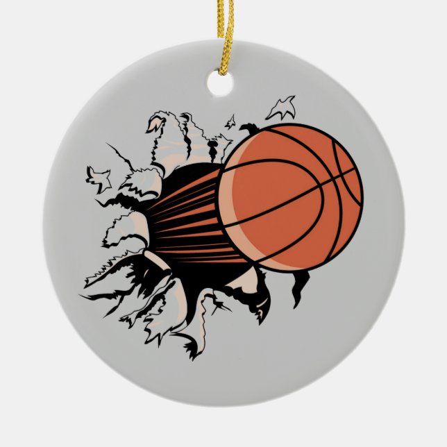 Basketball Burst T-shirts and Gifts Ceramic Tree Decoration (Front)