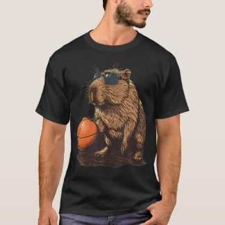 Basketball Capybara Drawing Animal Art Basketball T-Shirt