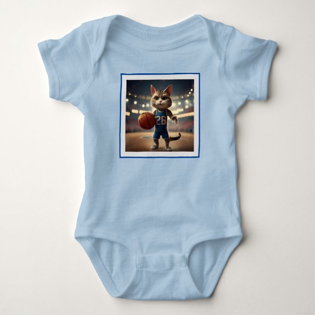 Basketball Cat,  Baby Bodysuit (Front)