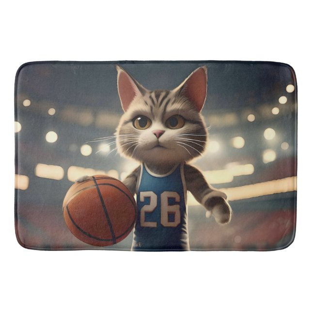 Basketball Cat,  Bath Mat (Front)