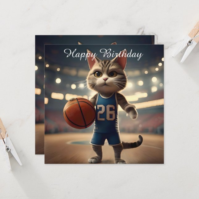 Basketball Cat,  Card (Front/Back In Situ)