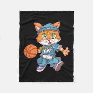 Basketball Cat  Fleece Blanket