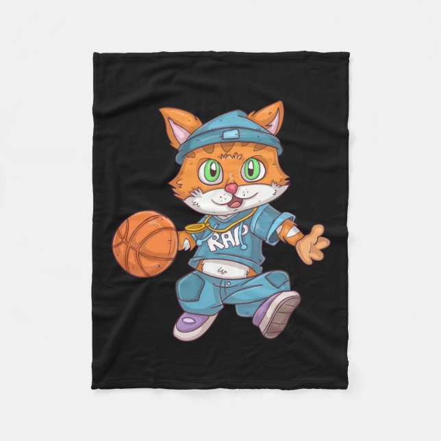 Basketball Cat  Fleece Blanket (Front)