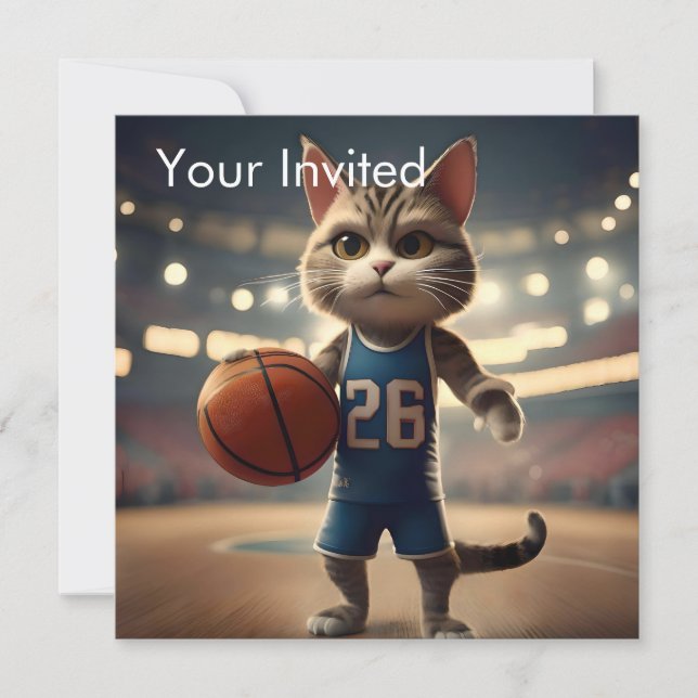 Basketball Cat, Invitation (Front)