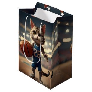 Basketball Cat, Medium Gift Bag