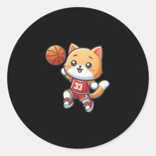 Basketball Cat No 33 Lay Up Classic Round Sticker