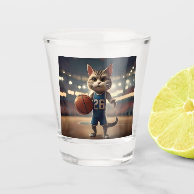 Basketball Cat,  Shot Glass (Front)