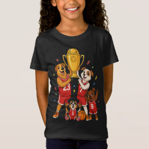 Basketball Champions Dog Family Trophy Celebration T-Shirt