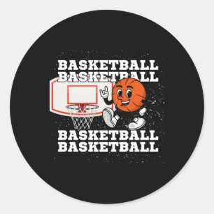 Basketball Character Hoop Classic Round Sticker