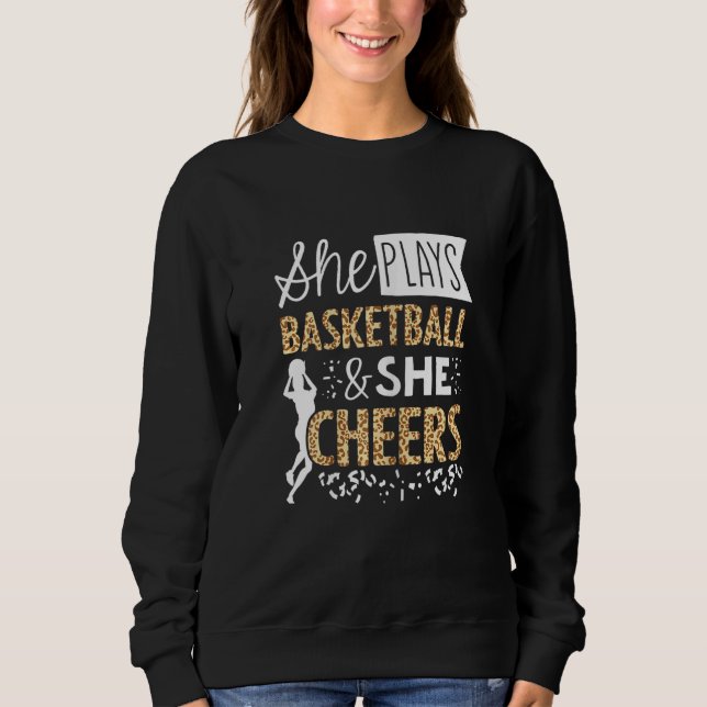 Basketball Cheer Fan Leopard Pattern Women Cheerle Sweatshirt (Front)
