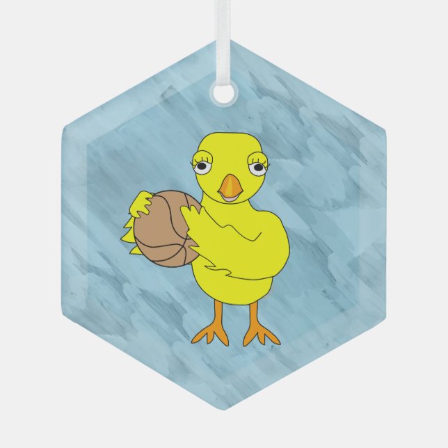 Basketball Chick  Glass Tree Decoration (Front)