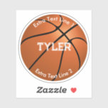 Basketball, Child's Name, 2 Extra Text Lines<br><div class="desc">Personalise this basketball design with your child's name in white with two extra text lines.</div>
