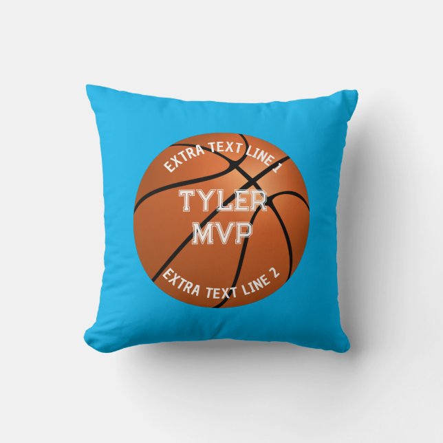 Basketball, Child's Name, MVP/Number, 2 Text Lines Cushion (Front)