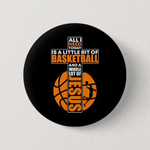 Basketball Christian Cross 6 Cm Round Badge