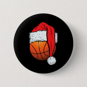 Basketball Christmas Ball Santa Hat Xmas Boys Men  6 Cm Round Badge