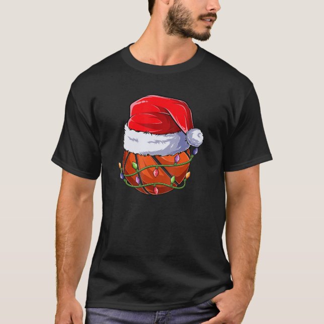 Basketball Christmas Boy Apparel, Funny Santa Spor T-Shirt (Front)