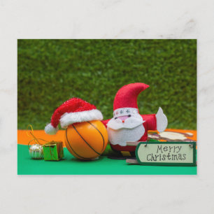 Basketball Christmas card with Santa Claus