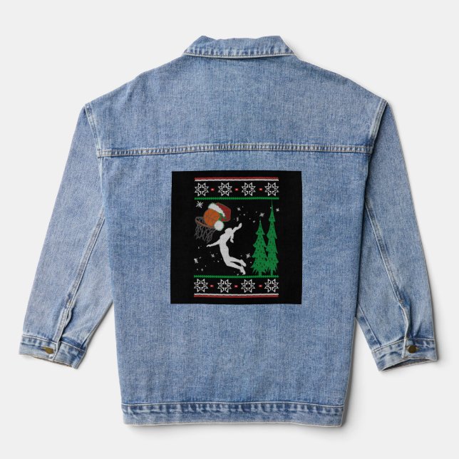 Basketball Christmas Denim Jacket (Back)