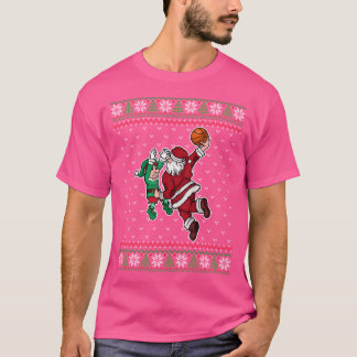 Basketball Christmas Dunking Santa Funny  Ugly Chr T-Shirt