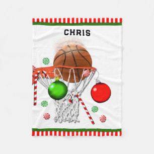 Basketball Christmas Fleece Blanket