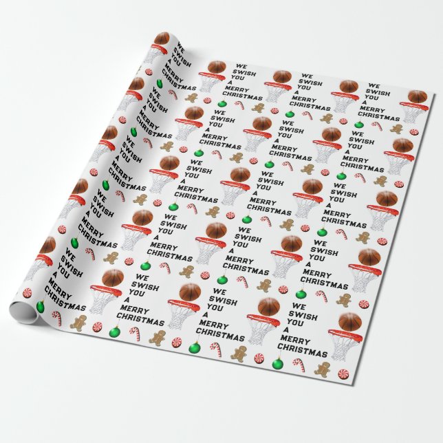 Basketball Christmas Gift Wrapping Paper (Unrolled)