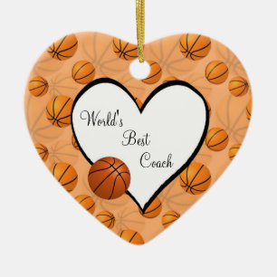 Basketball Christmas Heart Ornament