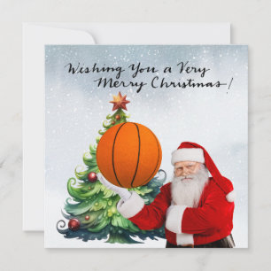 Basketball Christmas Holiday card with Santa Claus