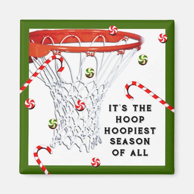 Basketball Christmas Holiday Gift Magnet (Front)