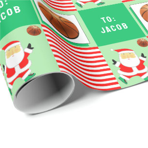 Basketball Christmas Holiday Gift Wrapping Paper