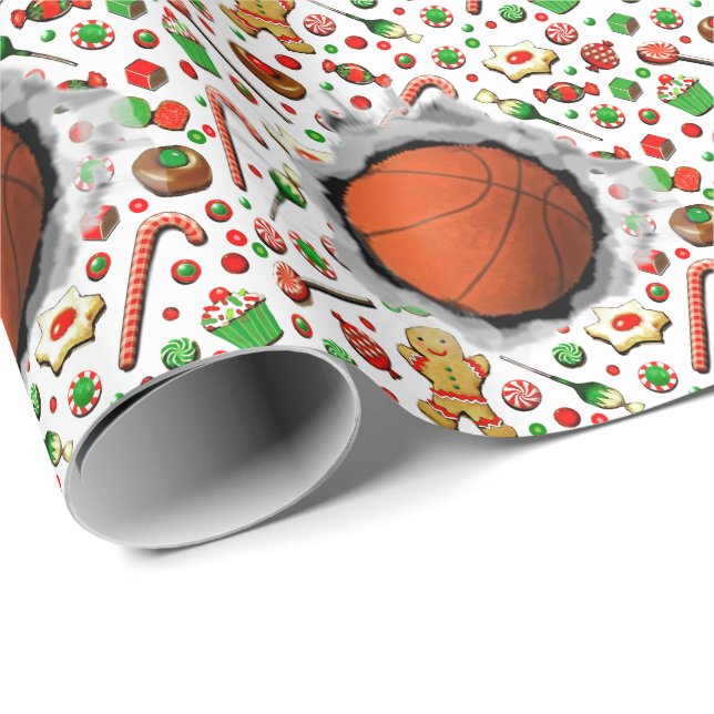 Basketball Christmas Holiday Wrapping Paper (Roll Corner)