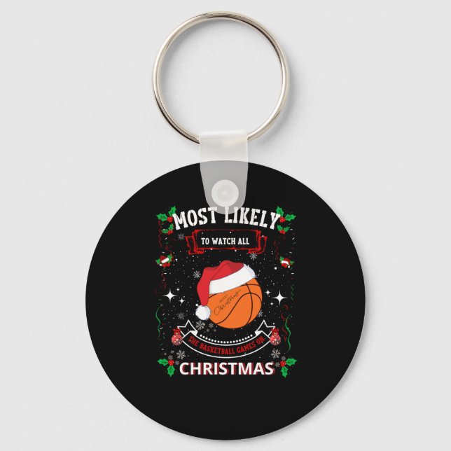 Basketball Christmas  Key Ring (Front)