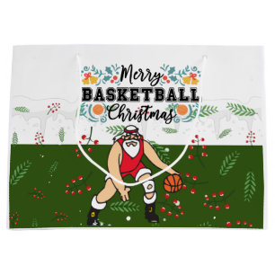 Basketball Christmas Loading with Santa Claus Large Gift Bag