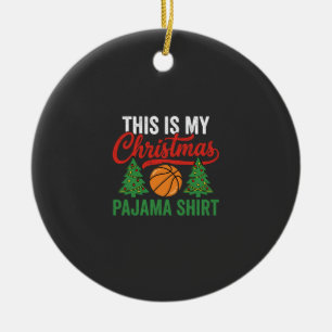 Basketball Christmas Pajama Shirt Ceramic Tree Decoration