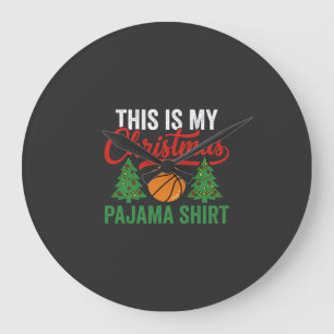 Basketball Christmas Pajama Shirt Large Clock