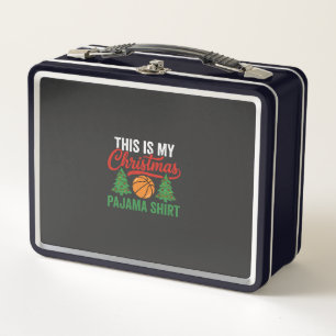 Basketball Christmas Pajama Shirt Metal Lunch Box