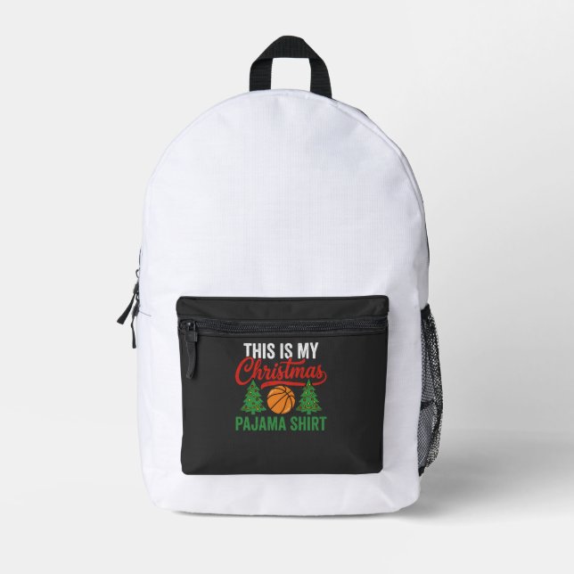 Basketball Christmas Pajama Shirt Printed Backpack (Front)