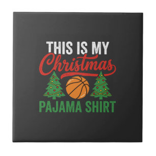 Basketball Christmas Pajama Shirt Tile