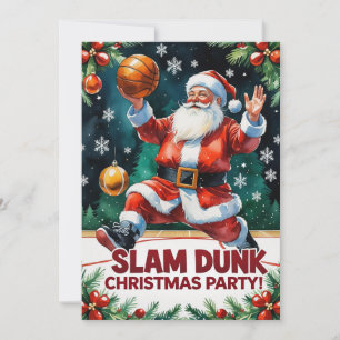 BASKETBALL Christmas Party watercolor Invitation