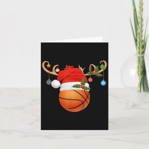 Basketball Christmas Reindeer Santa Hat Sports Pla Card
