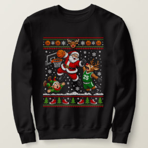 basketball christmas Santa Claus Basketball Sweatshirt