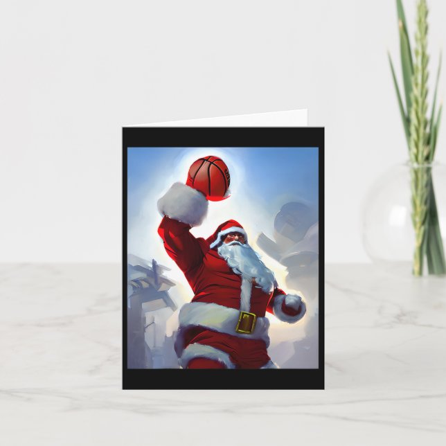 Basketball Christmas Santa Claus Dunking For Men A Card (Front)