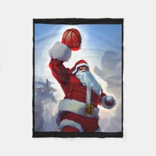 Basketball Christmas Santa Claus Dunking For Men A Fleece Blanket