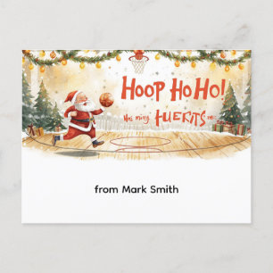 Basketball Christmas Santa Claus in playing Holiday Postcard