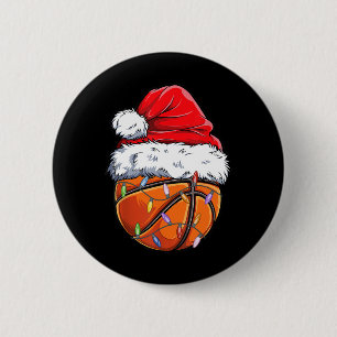 Basketball Christmas Santa Hat - Fun Basketball Xm 6 Cm Round Badge